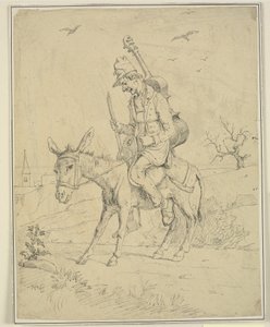Joueur de violon sur un âne