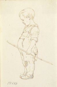 Petit garçon debout avec un bâton à la main - Wilhelm Marstrand