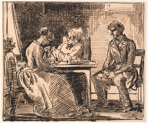 Esquisse pour "Image de la vie quotidienne" (La visite du prétendant) - Wilhelm Marstrand