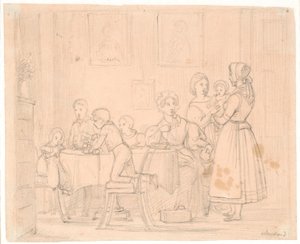 Esquisse pour le portrait de famille Waagepetersen - Wilhelm Marstrand