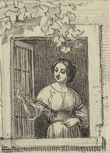 Jeune fille à une fenêtre - Wilhelm Marstrand