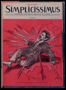 Caricature de Léon Trotsky (1879-1940) sous attaque, de la revue 