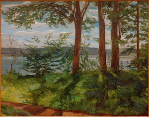 Paysage au lac de Starnberg avec trois arbres - Wilhelm Trübner