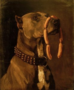 W. Trübner, Dogue avec saucisses