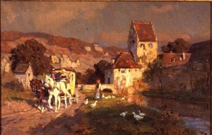 Un cheval et une calèche près d