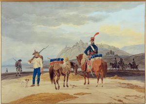 Soldats français devant une forteresse