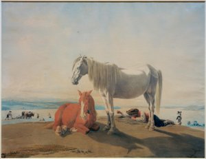 Chevaux paissant au lac de Starnberg - Wilhelm von Kobell