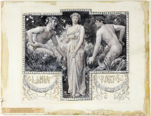 Une nymphe, à qui tous les satyres à sabots se sont agenouillés, tête de pièce, partie 1