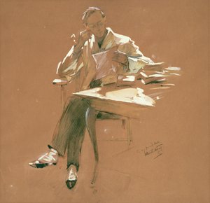 Le professeur (chacoal, pastel et gouache sur papier)