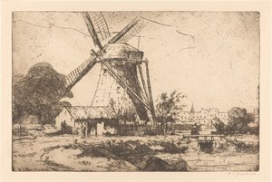 Moulin près de La Haye - Willem Adrianus Grondhout (signed by artist)