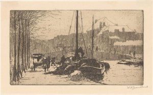 Neige en ville - Willem Adrianus Grondhout (signed by artist)