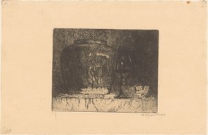 Nature morte avec pot de gingembre, verre à vin et bol - Willem Adrianus Grondhout (signed by artist)