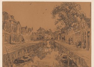Canal avec vieilles maisons - Willem Bastiaan Tholen