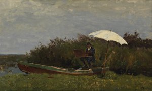 Le Peintre Gabriël travaillant dans un bateau