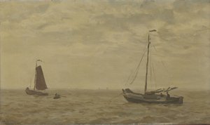 Vue de mer avec bateaux de pêche - Willem Bastiaan Tholen