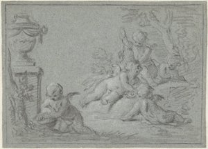 Putti dans un paysage avec un vase - Willem Bilderdijk