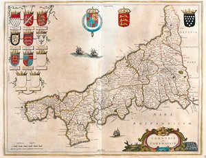 Cornouailles, dans "Theatrum Orbis Terrarum, sive Atlas Novus" de Willem Blaeu, Amsterdam