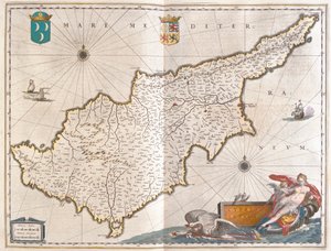 Chypre, dans "Theatrum Orbis Terrarum, sive Atlas Novus" de Willem Blaeu, Amsterdam