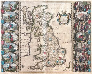 Grande-Bretagne, dans "Theatrum Orbis Terrarum, sive Atlas Novus" de Willem Blaeu, Amsterdam