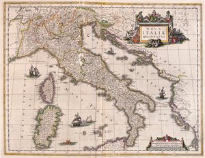 Italie et Corse, dans "Theatrum Orbis Terrarum, sive Atlas Novus" de Willem Blaeu, Amsterdam - Willem Blaeu