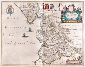 Lancaster et lancastshire, dans "Theatrum Orbis Terrarum, sive Atlas Novus" de Willem Blaeu, Amsterdam - Willem Blaeu
