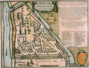 Carte du Kremlin de Moscou Castellum Urbis Moskvae, Russie, 1597