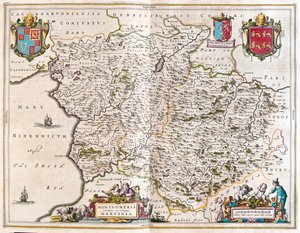 Montgomery et merioneth, dans "Theatrum Orbis Terrarum, sive Atlas Novus" de Willem Blaeu, Amsterdam - Willem Blaeu