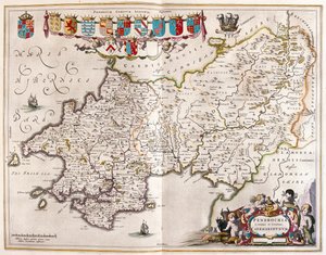 Pembrokrshire et Carmarthenshire, dans "Theatrum Orbis Terrarum, sive Atlas Novus" de Willem Blaeu, Amsterdam - Willem Blaeu