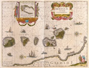 Îles aux épices et île de Bachian (Batjan), dans "Theatrum Orbis Terrarum, sive Atlas Novus" de Willem Blaeu, Amsterdam - Willem Blaeu