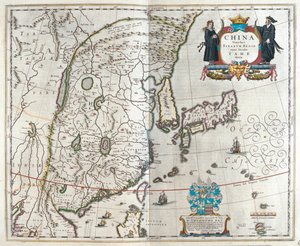 première carte de la Chine de Blaeu, dans "Theatrum Orbis Terrarum, sive Atlas Novus" de Willem Blaeu, Amsterdam - Willem Blaeu