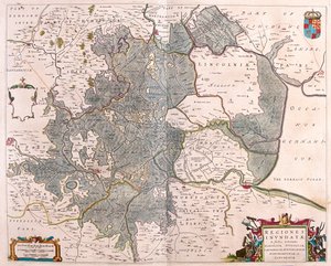 zones inondées" de Norfolk, Suffolk, Huntington, Northampton Cambridge et Lincoln, dans "Theatrum Orbis Terrarum, sive Atlas Novus" de Willem Blaeu, Amsterdam. - Willem Blaeu