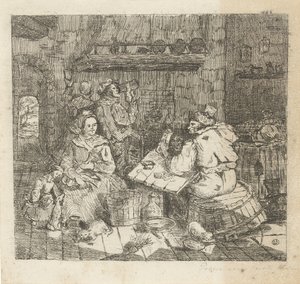 Hommes jouant aux cartes et buvant dans la cuisine - Willem Cornelis van Dijk