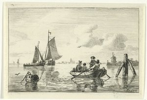 Quatre hommes dans une barque