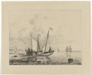 Voilier avec voiles abaissées