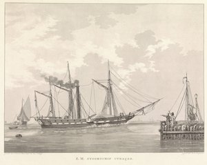 Bateau à vapeur à roues à un quai