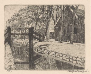 Pont à Assendelft - Willem Jansen (graveur) (signed by artist)
