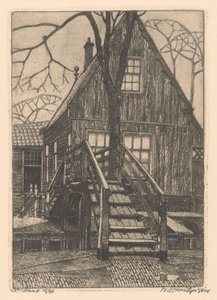 Maison avec pont à Westzaan - Willem Jansen (graveur) (signed by artist)