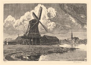 Moulin de Bonte Hen - Willem Jansen (graveur) (signed by artist)