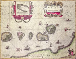 Carte des îles Moluques, gravée par Jodocus Hondius, 1630