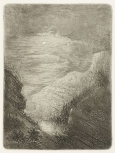 Paysage montagneux avec rivière au clair de lune - Willem Matthias Jan van Dielen