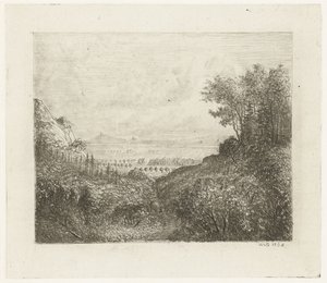 Paysage vallonné avec chemin vers la vallée