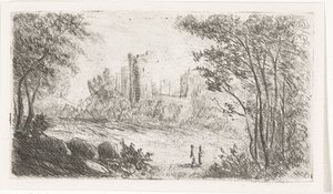 Paysage avec ruine de château et deux figures - Willem Matthias Jan van Dielen