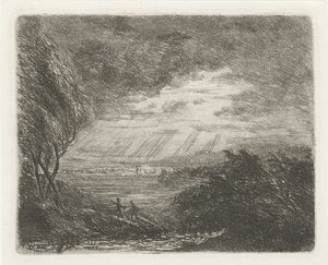 Paysage avec deux figures sous la tempête et la pluie - Willem Matthias Jan van Dielen
