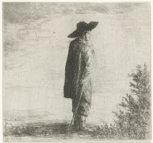 Homme avec chapeau et bâton dans un paysage - Willem Matthias Jan van Dielen
