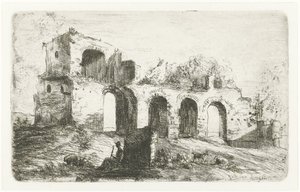 Paysage méridional avec ruine et berger avec bétail - Willem Matthias Jan van Dielen