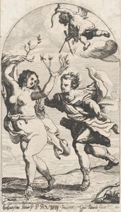 Daphné fuyant Apollon, avec Cupidon au-dessus - Willem Panneels