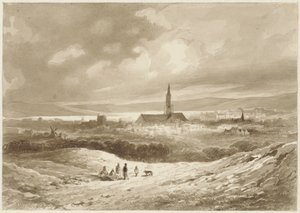Vue des collines sur une ville au bord d