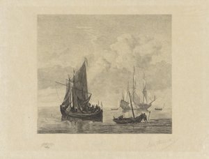 Voiliers sur une mer calme - Willem Steelink (II) (signed by artist)