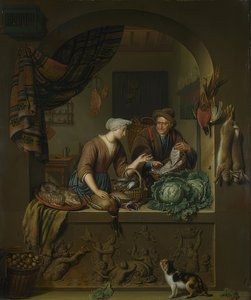 Femme et poissonnier dans la cuisine. 1713 - Willem Van Mieris