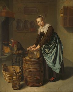 Femme récurant un récipient - Willem Van Odekercken
